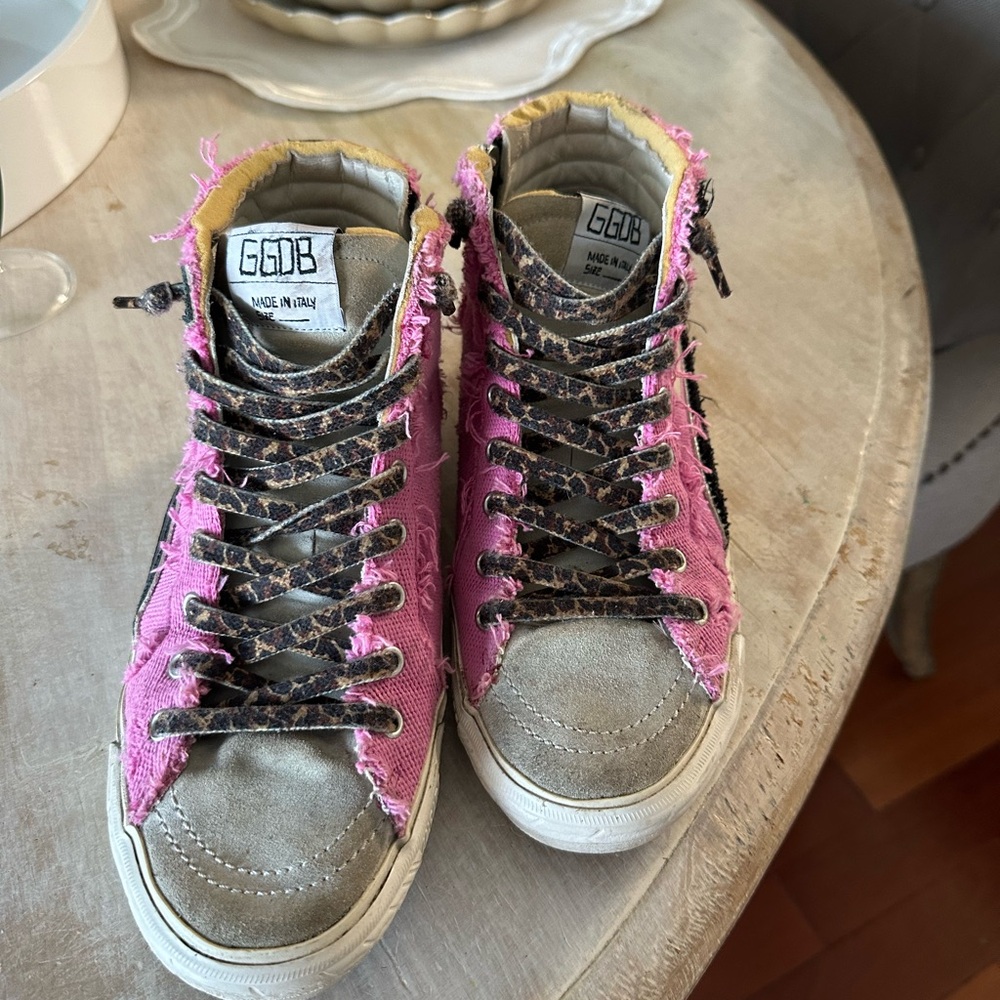 Golden Goose Pink and Gray Sneakers